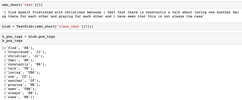 Textblob part-of-speech tags